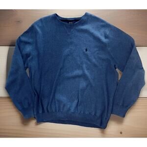 Polo Ralph Lauren Mens Size 2XLT 100% Cotton Long Sleeve Blue Pony Sweater